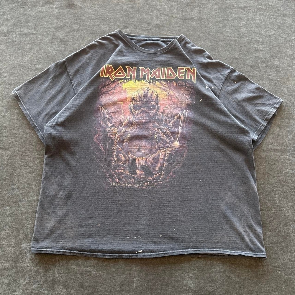 Vintage Iron Maiden The Book Of Souls World Tour T-Shirt Faded Black XXL
